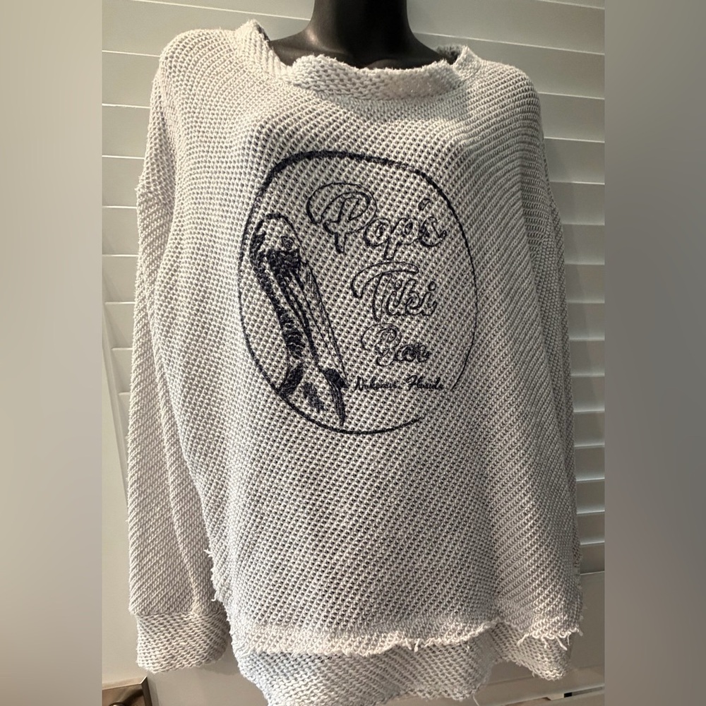 Vintage-Style Beach Tiki Graphic Knit Sweater